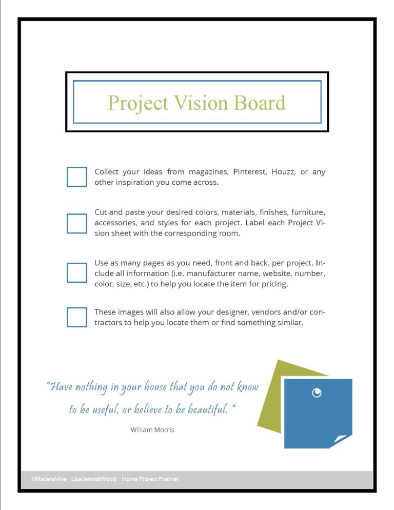 FREE Home Project Planner ⋆ MADERA VINE